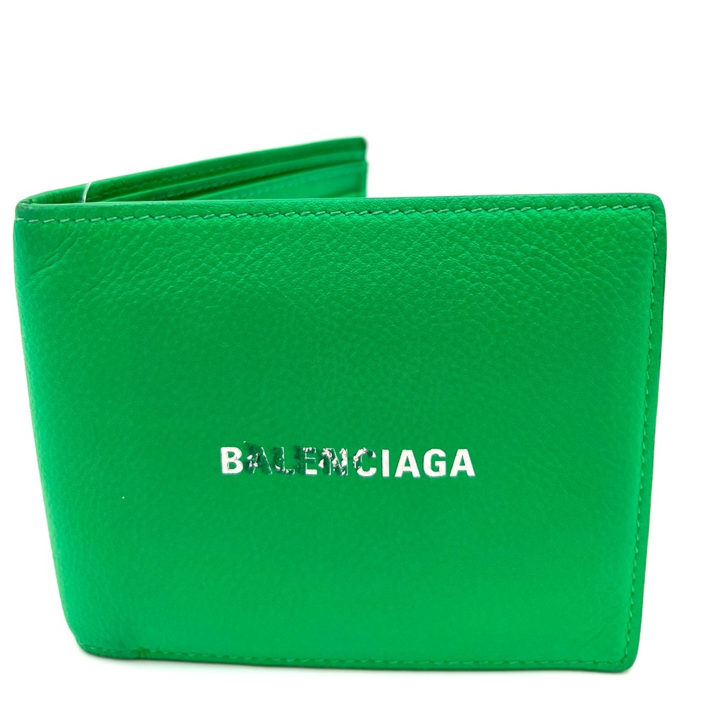 Balenciaga Logo Bifold Wallet 'Vivid Green/White' - Picture 2 of 4